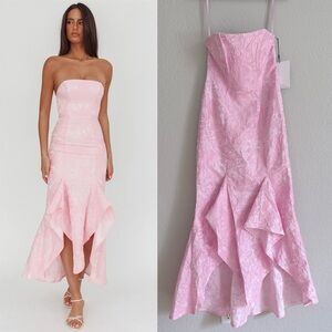 Selfie Leslie Corin Strapless High-Low Hem Maxi Dress Jacquard Pink